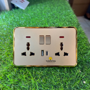 Eagle S-Factor Supplies - Focus FG 13A Switched Multi Socket with Light (White & Gold)